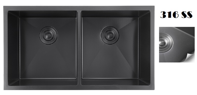EACO 316 Stainless Steel Nano + Honey Comb Kitchen Sink - 316KS-80BK-DB